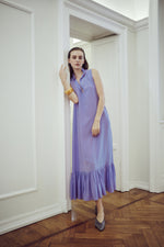 Carica l'immagine nel visualizzatore di Gallery, Collar-rouches-dress-chemisier-in-seta-glicine