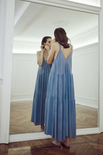 Carica l'immagine nel visualizzatore di Gallery, LIGHTDRESS-abito-lungo-in-seta-bluestone