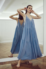 Carica l'immagine nel visualizzatore di Gallery, LIGHTDRESS-abito-lungo-in-seta-bluestone