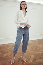 Carica l'immagine nel visualizzatore di Gallery, MIASŌ-LIBECCIO-WHITE-GARZA-SHIRT-camicia-donna-in-lino-e-cotone-bianco