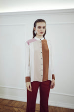 Carica l'immagine nel visualizzatore di Gallery, MIASŌ-COLORBLOCK-camicia-donna-in-pura-seta