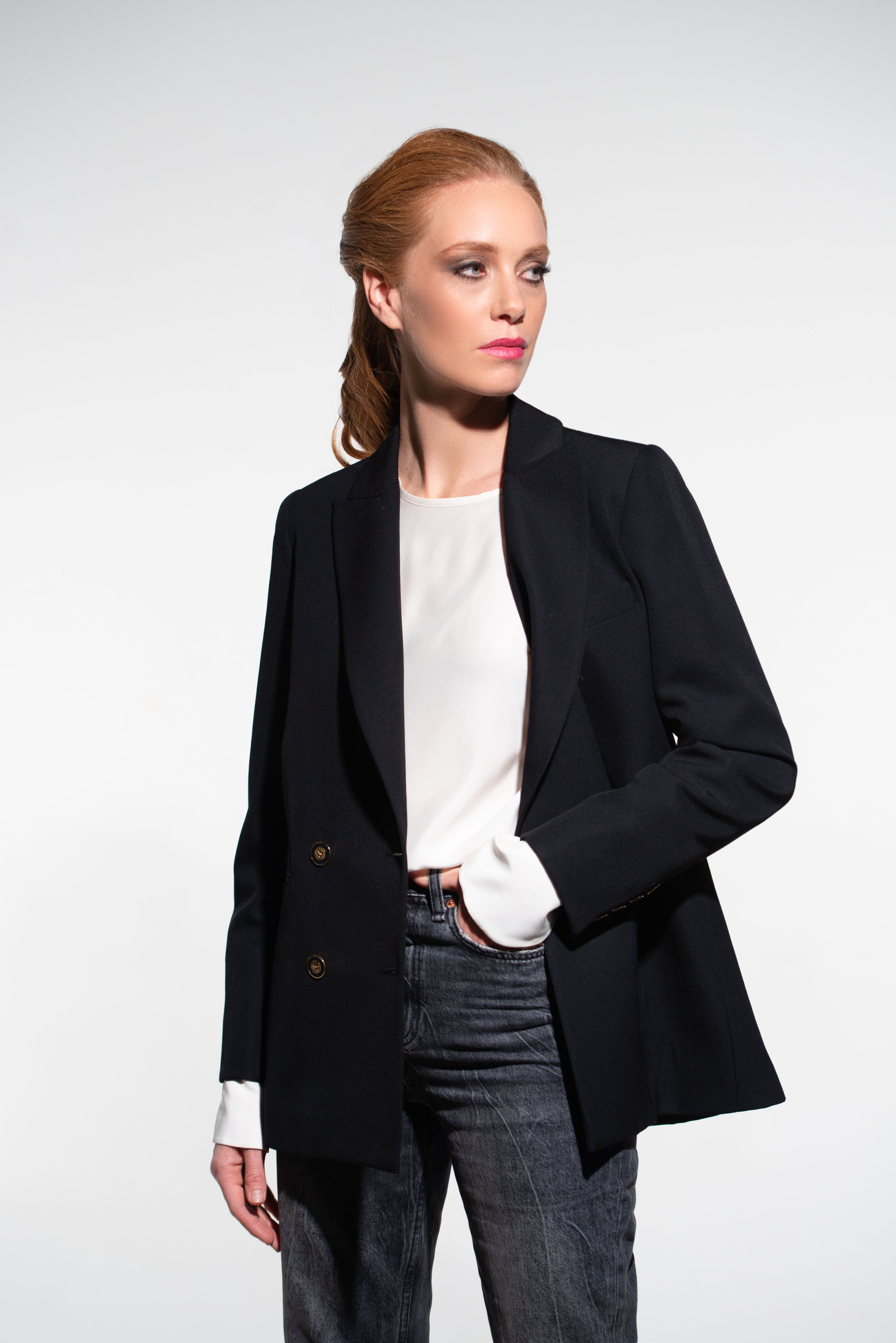 BLAZER IN CREPE DI LANA NERO