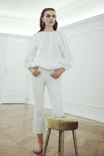 Carica l&#39;immagine nel visualizzatore di Gallery, MIASŌ-PLISSÈ-WHITE-COTTON-BLOUSE-blusa-in-cotone-bianco
