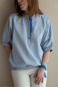 COMFORT Shirt Cotone Azzurro Rigato
